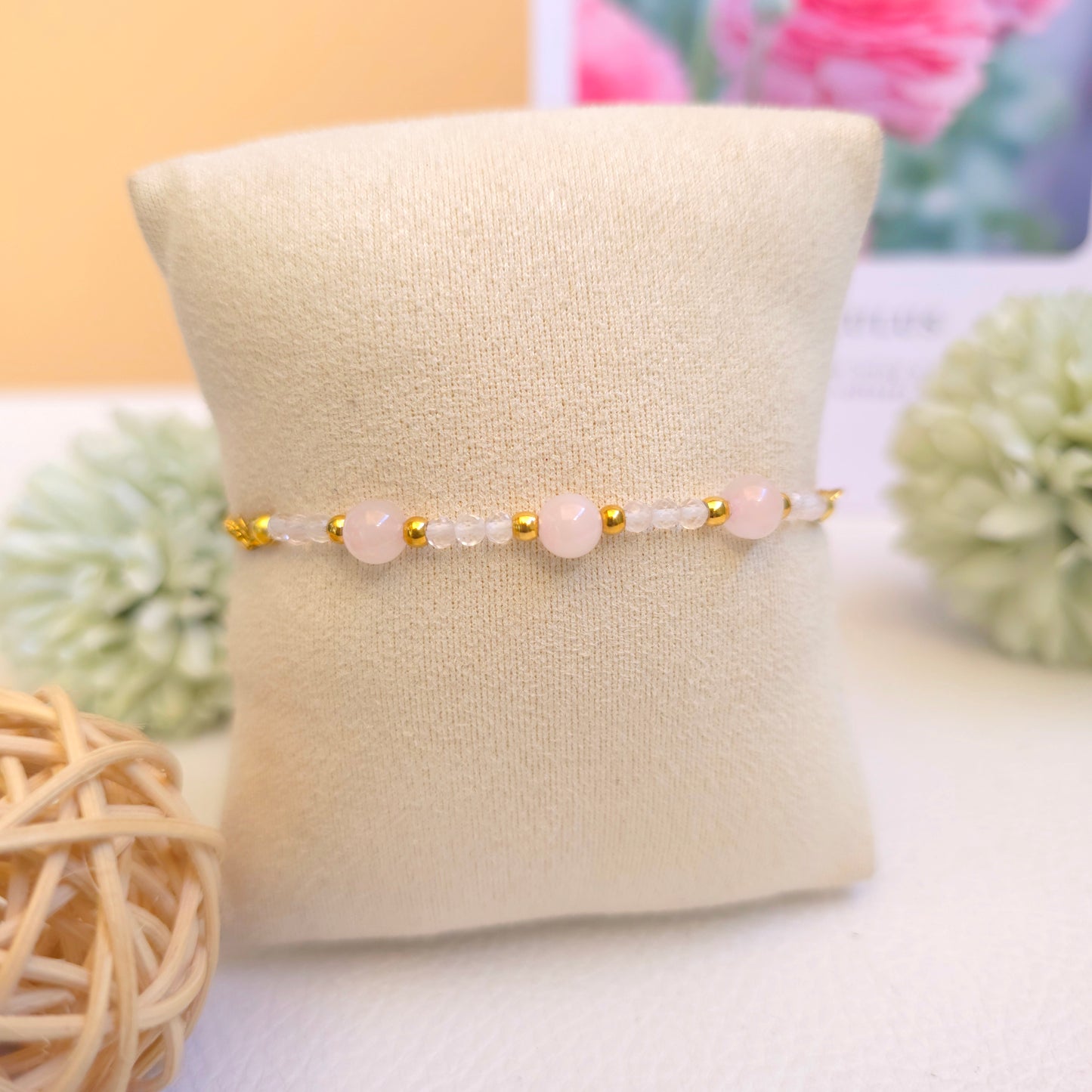 BRAZALETE AJUSTABLE DE CUARZO ROSA