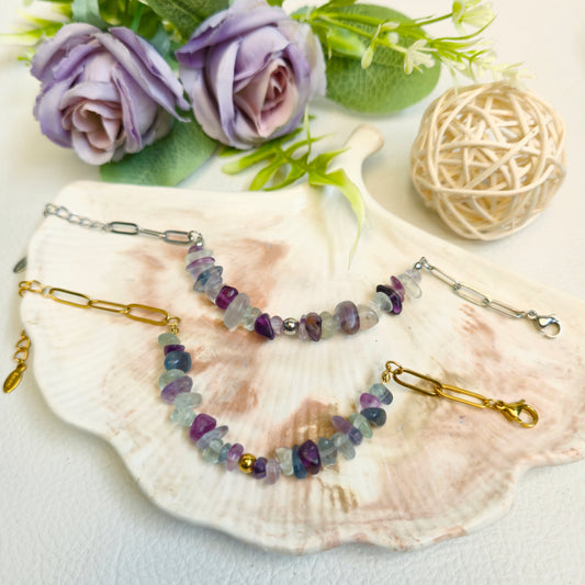 BRAZALETE DE CHIPS DE FLUORITA RAINBOW