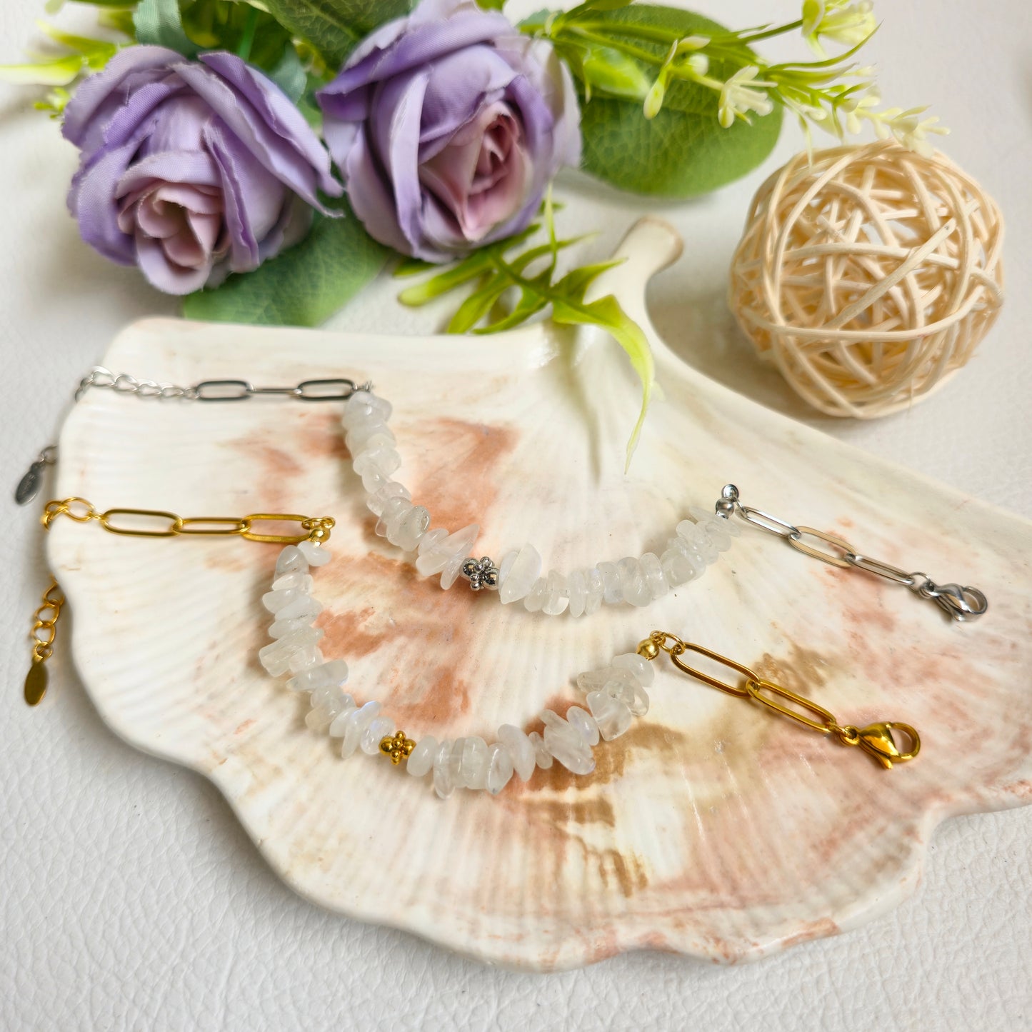 BRAZALETE DE CHIPS DE PIEDRA LUNA