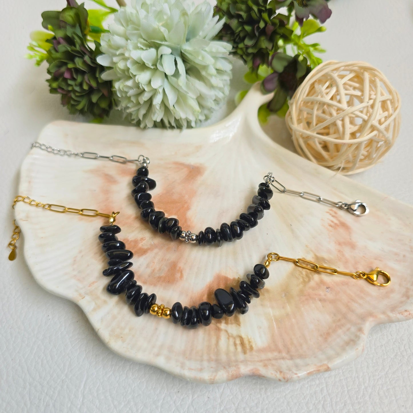 BRAZALETE DE CHIPS DE OBSIDIANA