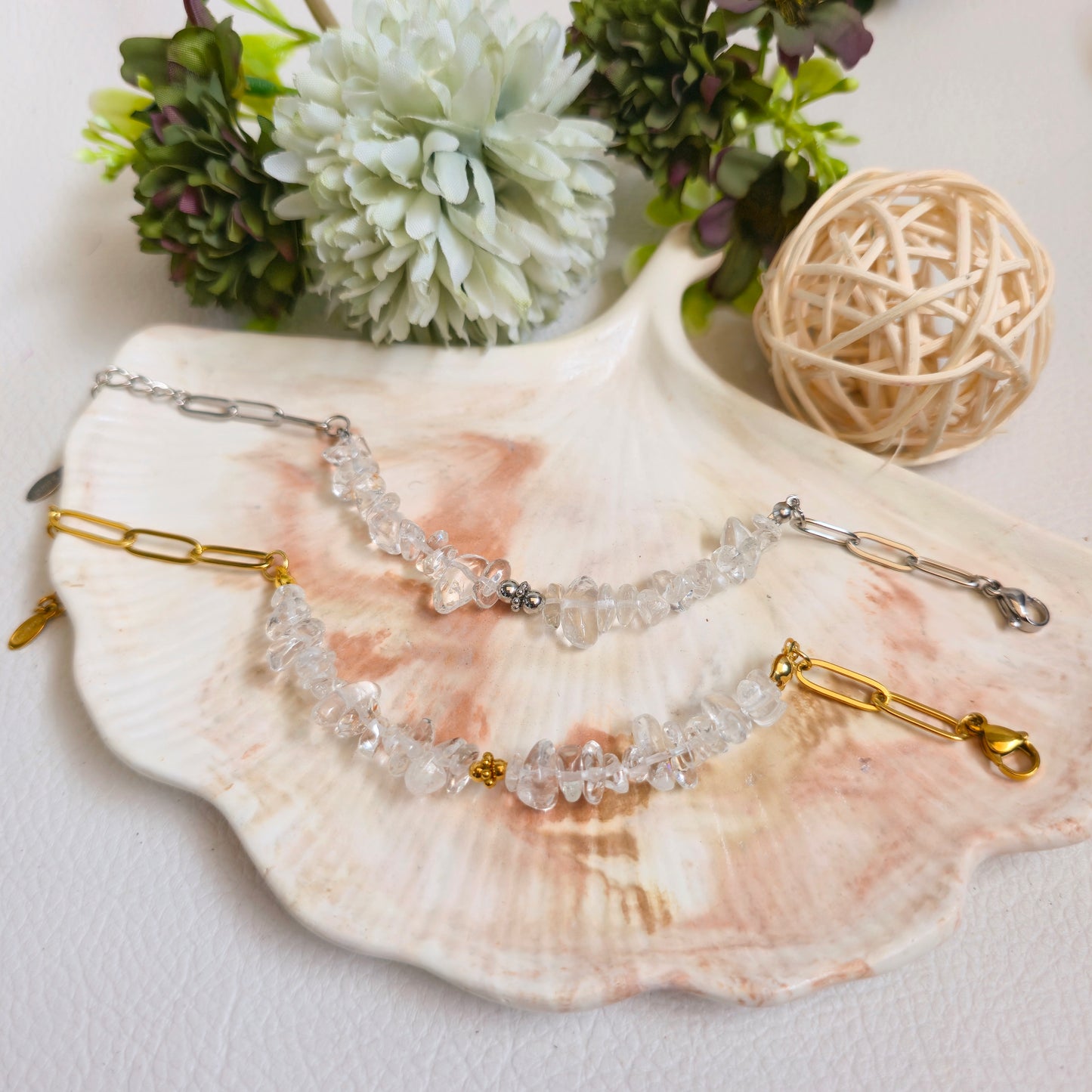 BRAZALETE DE CHIPS DE CUARZO CRISTAL