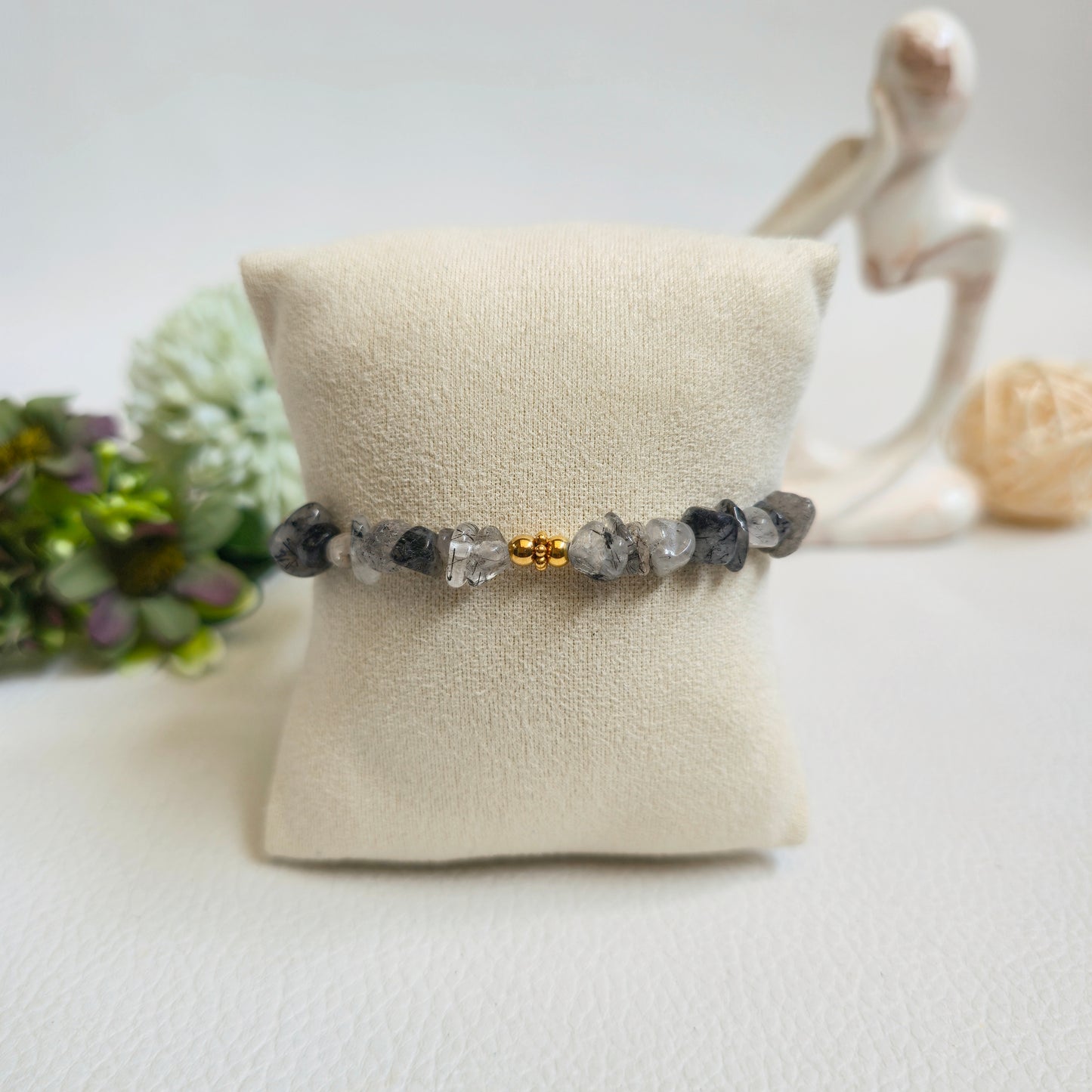 BRAZALETE DE CHIPS DE CUARZO TURMALINADO