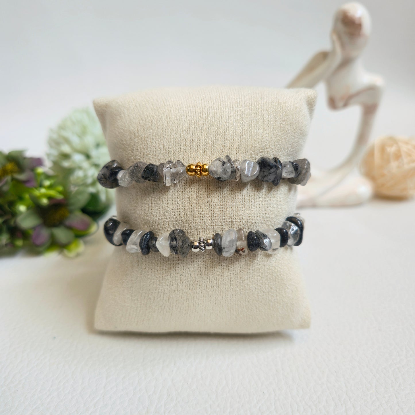 BRAZALETE DE CHIPS DE CUARZO TURMALINADO