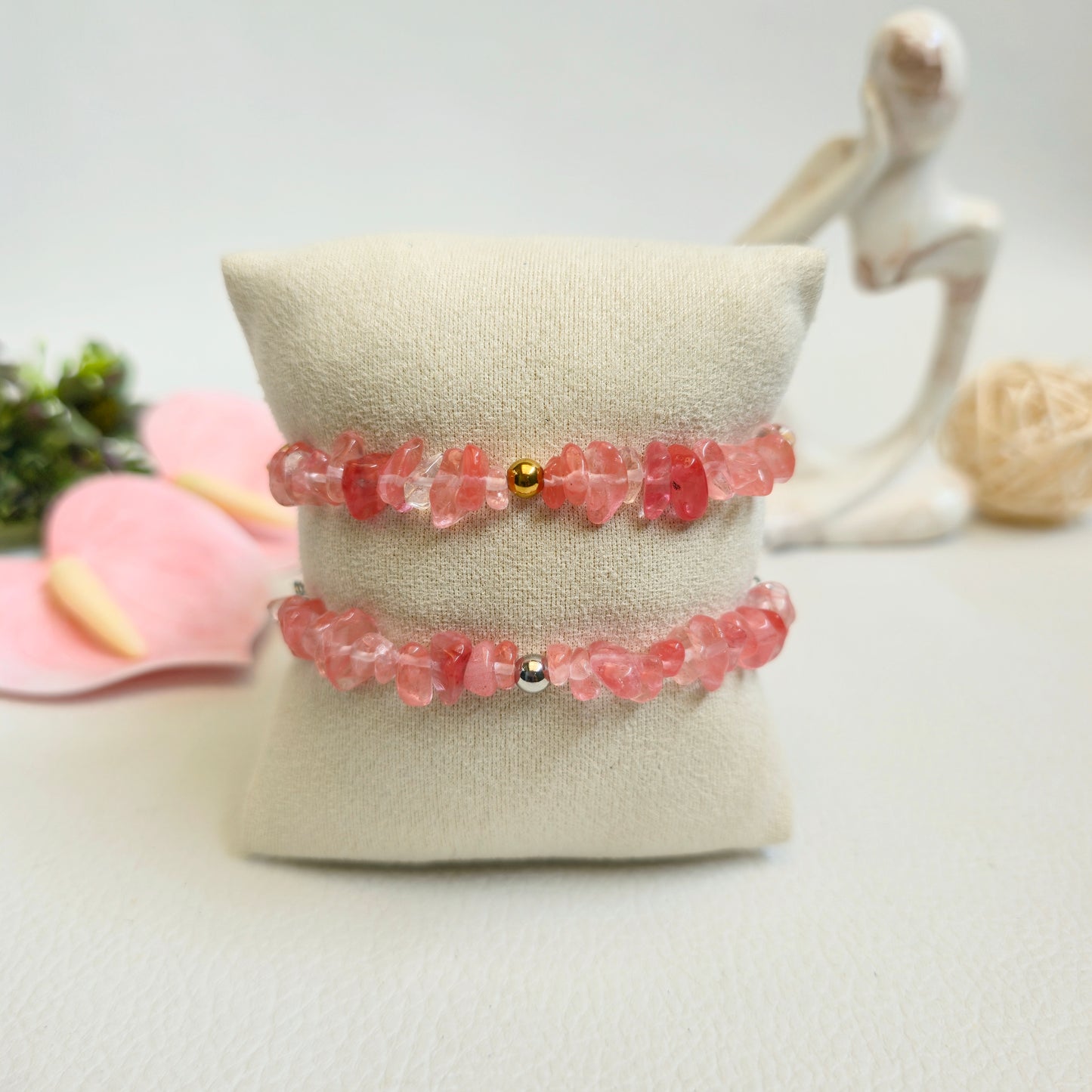 BRAZALETE DE CHIPS DE CUARZO SANDÍA