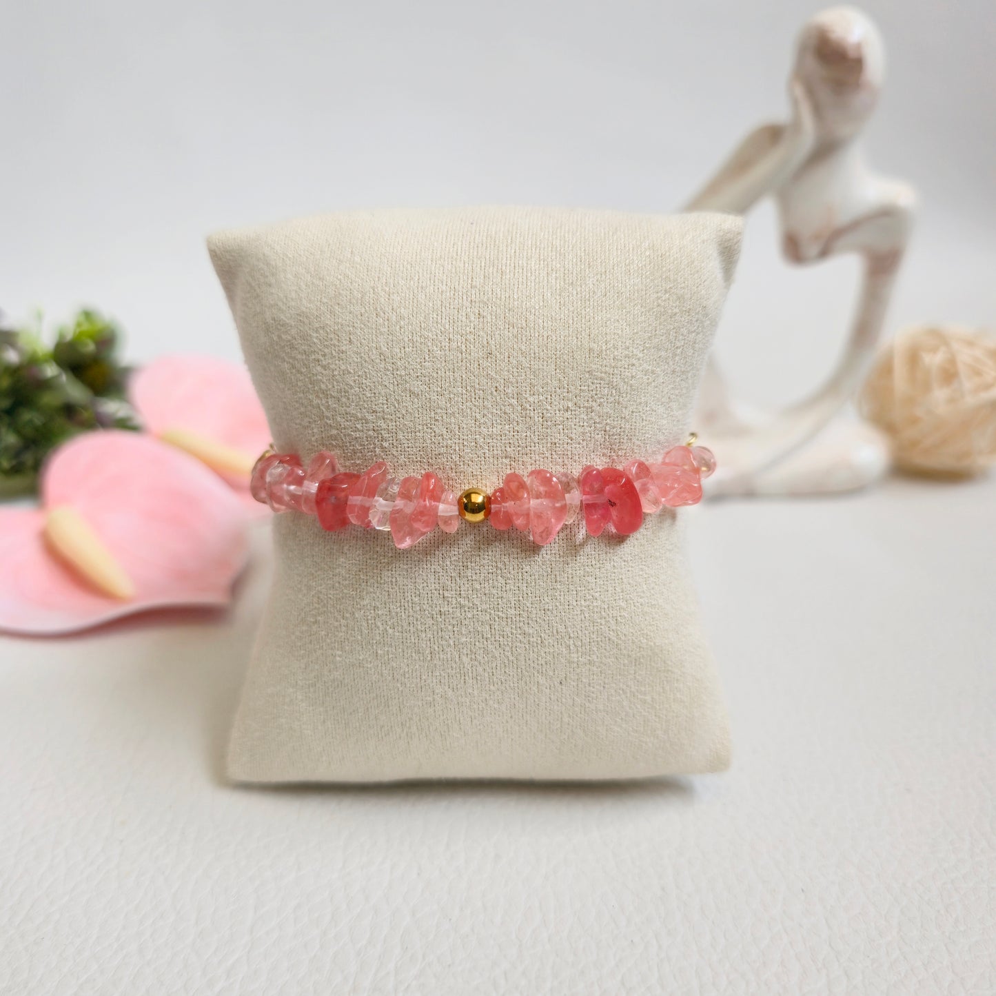 BRAZALETE DE CHIPS DE CUARZO SANDÍA
