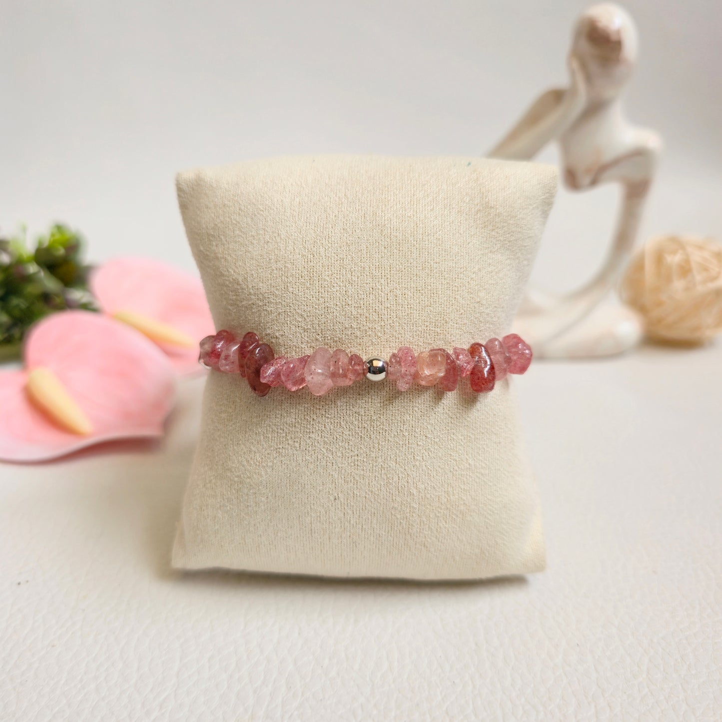 BRAZALETE DE CHIPS DE CUARZO FRESA