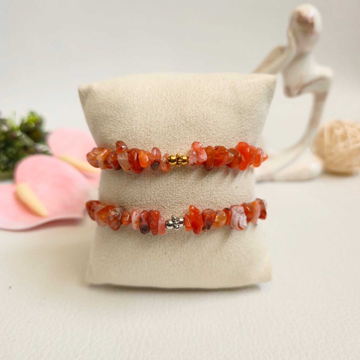 BRAZALETE DE CHIPS DE CORNALINA