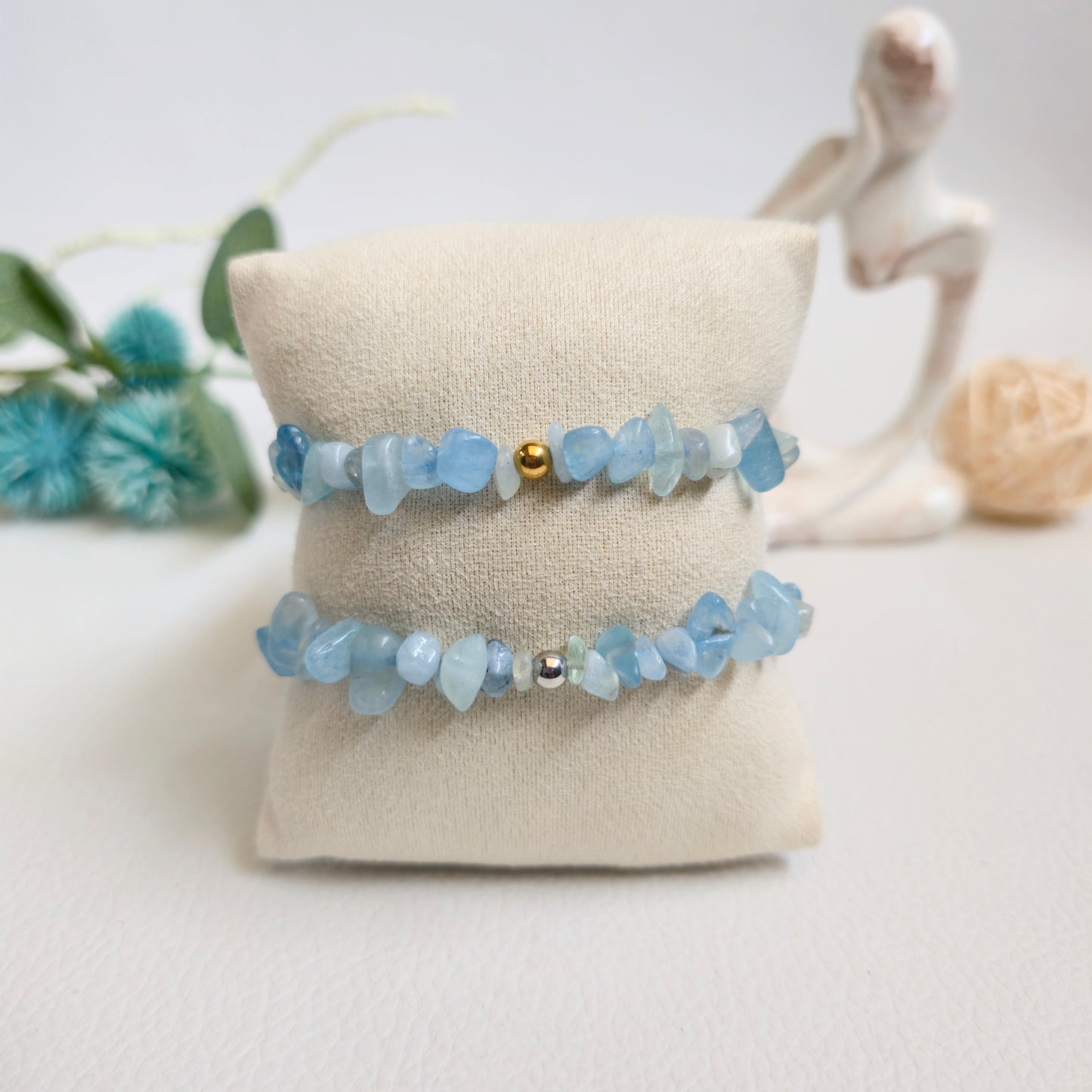 BRAZALETE DE CHIPS DE  AGUAMARINA