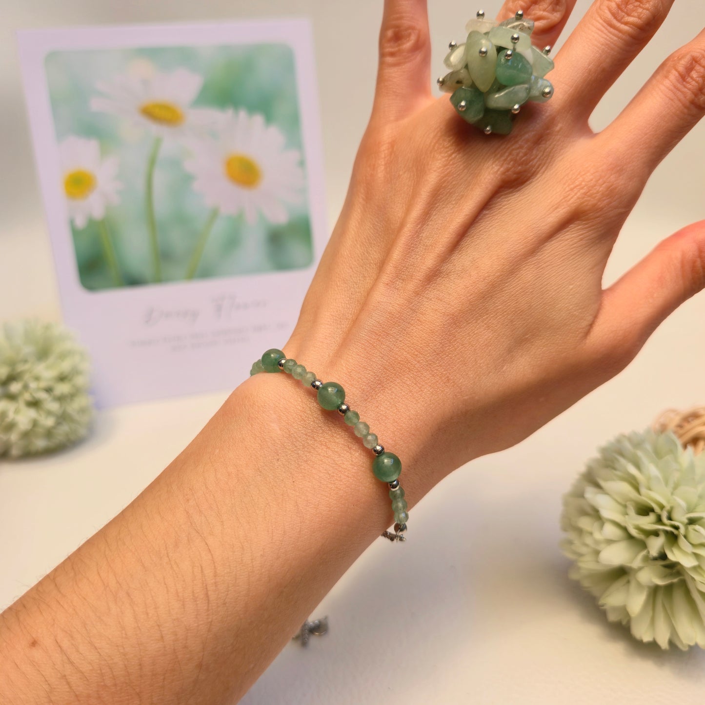BRAZALETE AJUSTABLE DE AVENTURINA VERDE