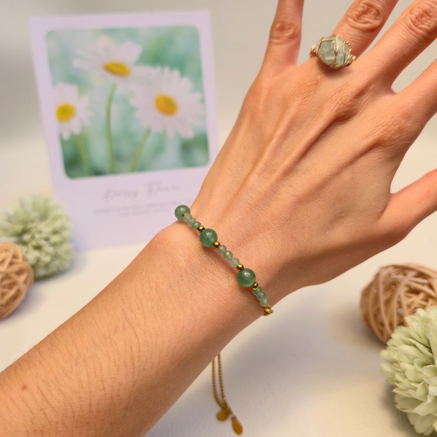 BRAZALETE AJUSTABLE DE AVENTURINA VERDE