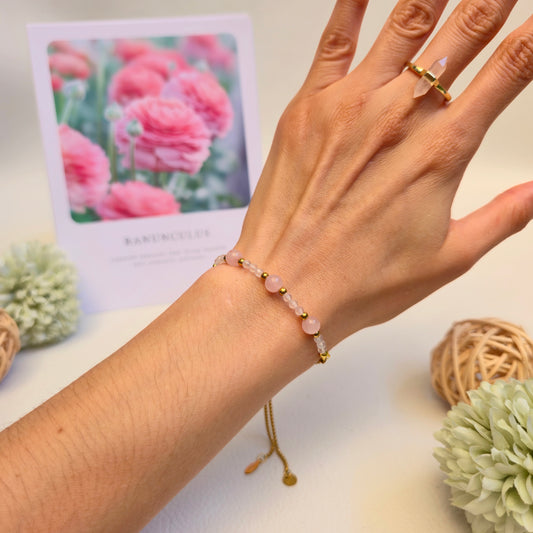 BRAZALETE AJUSTABLE DE CUARZO ROSA