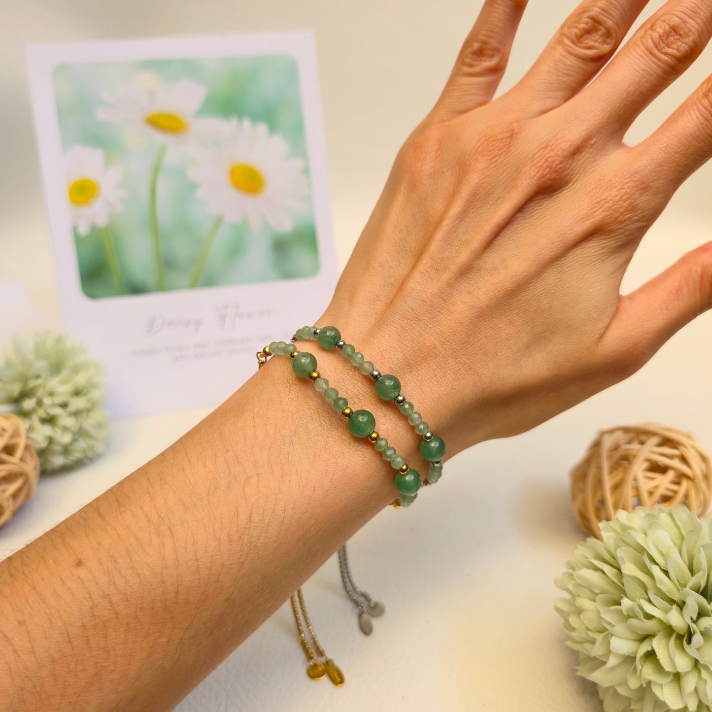 BRAZALETE AJUSTABLE DE AVENTURINA VERDE