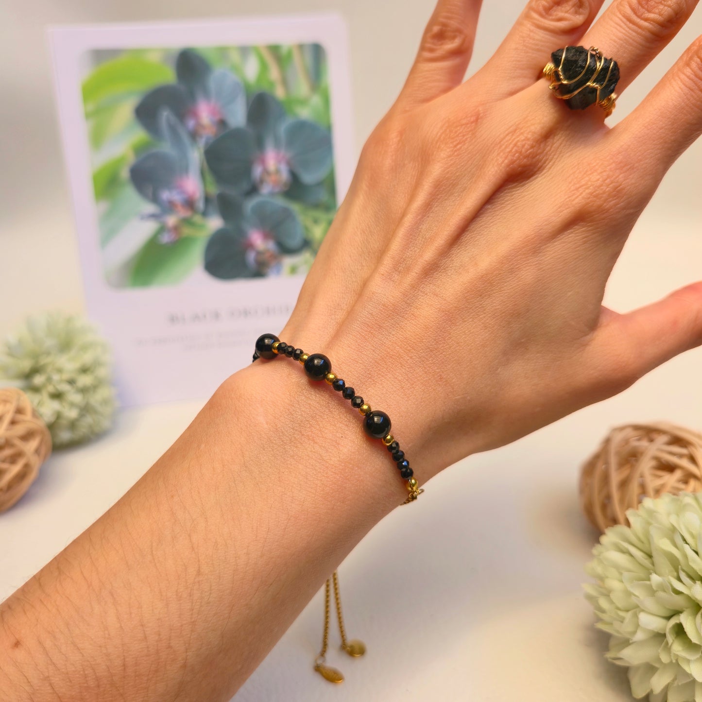 BRAZALETE AJUSTABLE DE TURMALINA NEGRA
