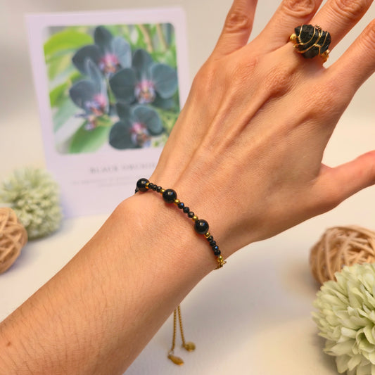 BRAZALETE AJUSTABLE DE TURMALINA NEGRA