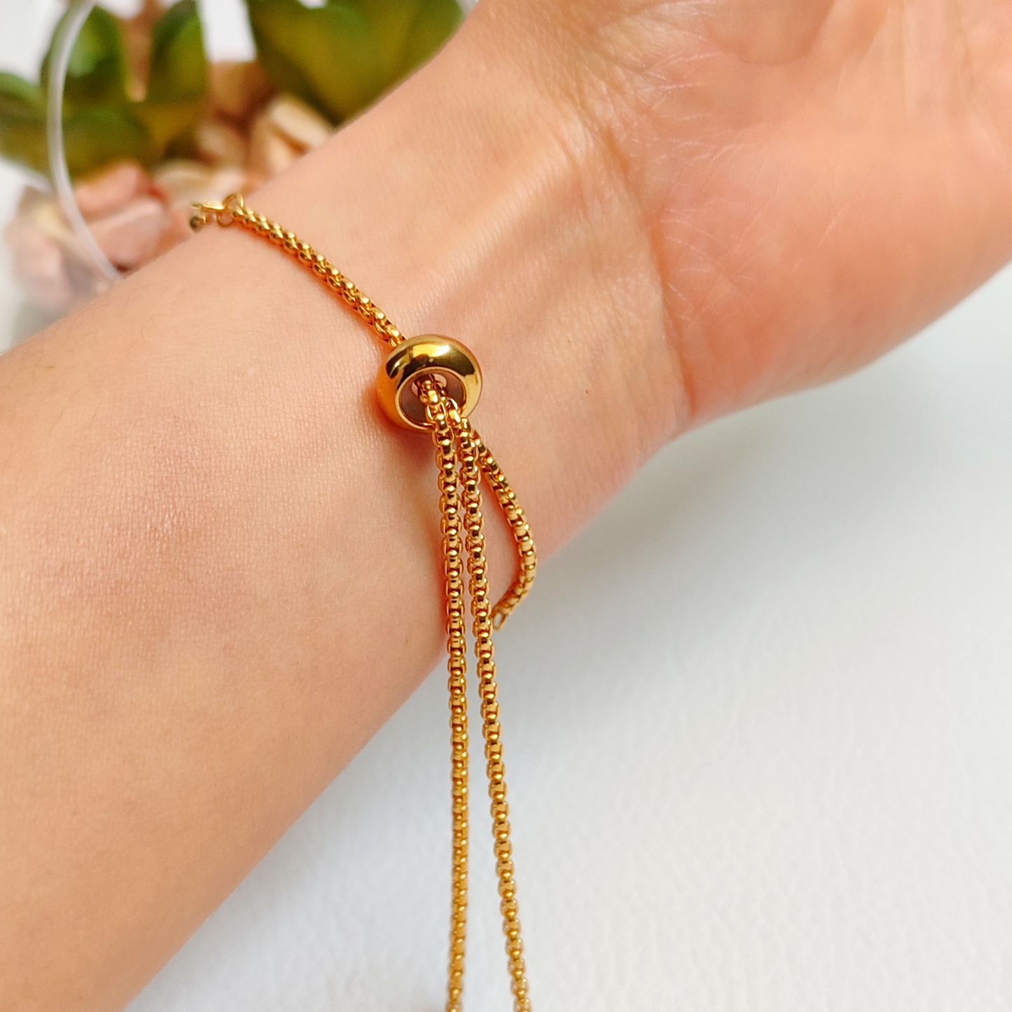 BRAZALETE AJUSTABLE DE CUARZO ROSA