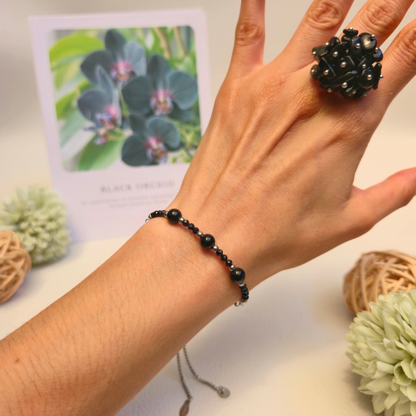 BRAZALETE AJUSTABLE DE TURMALINA NEGRA